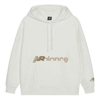 (WMNS) New Balance Logo Print Hoodie 'White Brown' AWT13348-SST