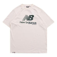 New Balance Essentials Stacked Logo Tee 'Cream White Blue' 5ED25333-IV