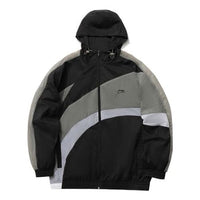 Li-Ning Logo Sports Windbreaker 'Black Grey' AFDR153-4