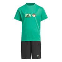 (GS) adidas x Seebin Short Sleeve Tee Set 'Green Black' IN3273