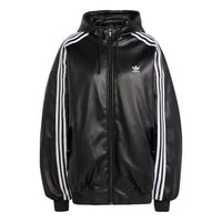 (WMNS) adidas Adilenium Oversized Faux Leather Jacket Asia Sizing 'Black White' IV9328