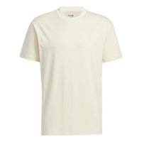 adidas neo Solid Color Round Neck Sports Short Sleeve Unisex Beige HS6813