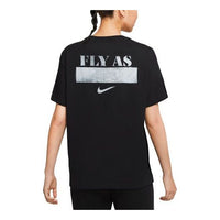 (WMNS) Nike Fly Logo Printing Sports Basketball Short Sleeve Black T-Shirt DB6193-010