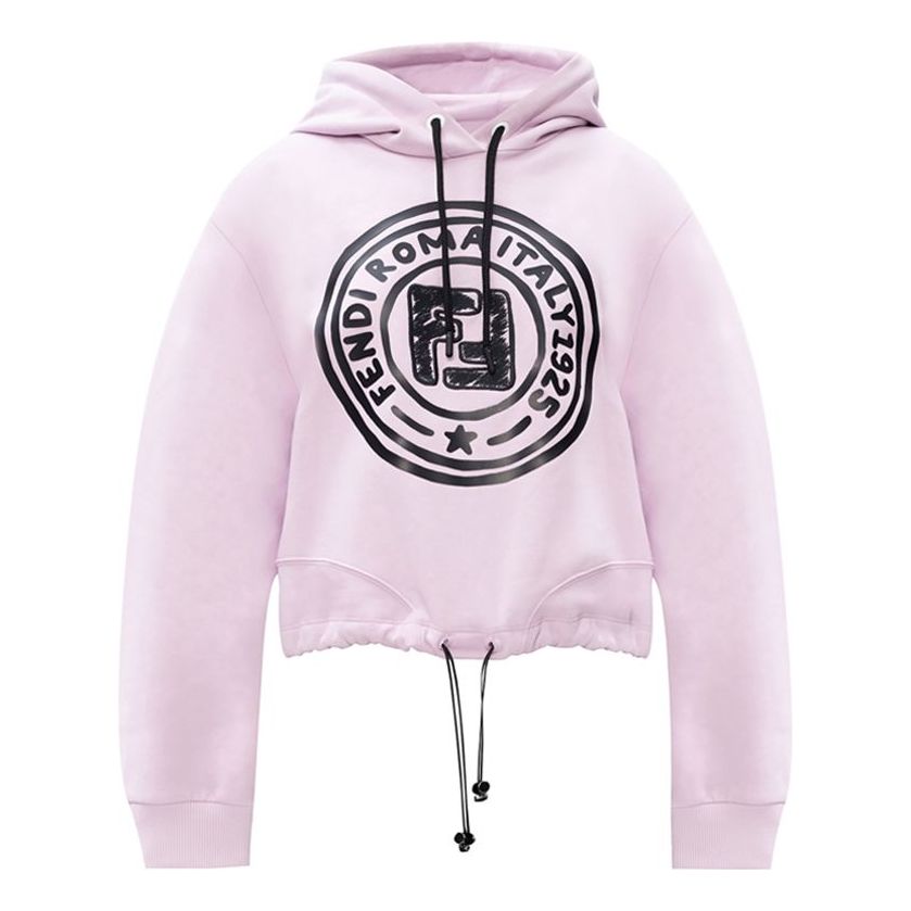 (WMNS) FENDI F Pattern Printing Hoodie Pink FS7035AC6DF1B62