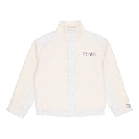 PUMA Paisley Woven Patched Sherpa Jacket cashew Splicing lamb's wool Stay Warm logo White 534976-93