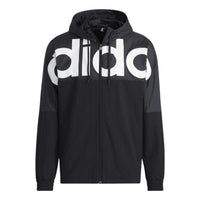 adidas Large Logo Contrast Color Stitching Athleisure Casual Sports Hooded Jacket Black HD4700