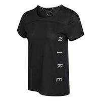 (WMNS) Nike Dri-FIT Reflective Logo Printing Quick Dry Breathable Sports Short Sleeve Black T-Shirt DA1247-010