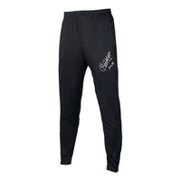 Nike Hollow Out Alphabet Logo Pattern Knit Sports Long Pants Black AT7644-010