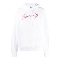 (WMNS) Balenciaga SS21 Classic Logo hooded Long Sleeves Hoodie White 583222TFV649783