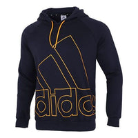 Men's adidas Big Lo Hd Fl Logo Printing Fleece Lined Stay Warm Pullover Blue HB5092